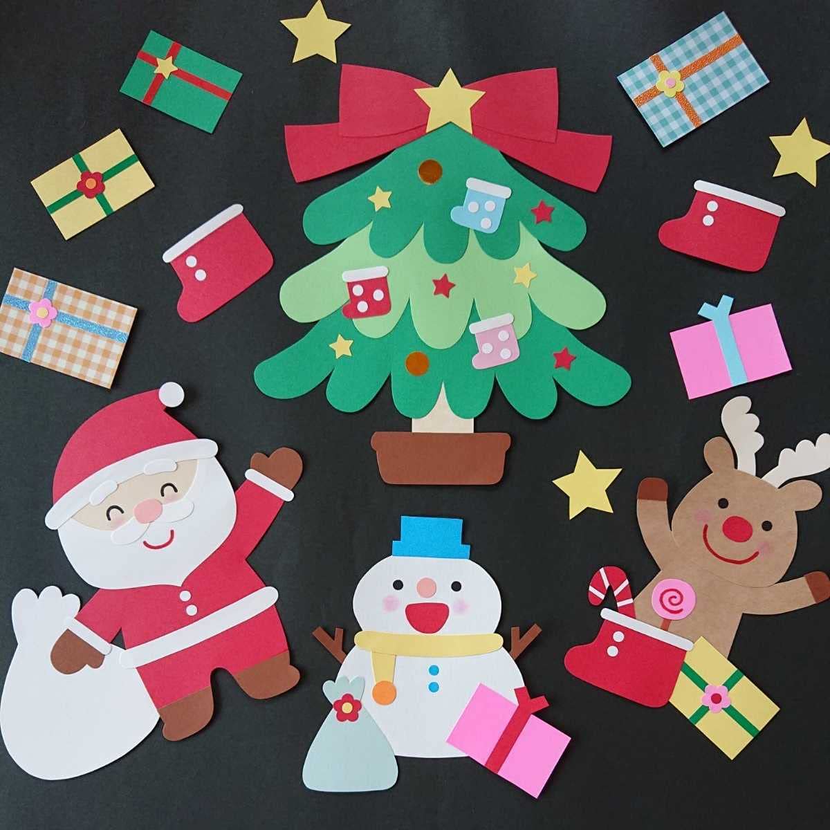 【冬の壁面飾り　サンタクロースのリース　13セット】 冬の壁面飾り サンタクロースのリース 13セット】 冬の壁面飾り